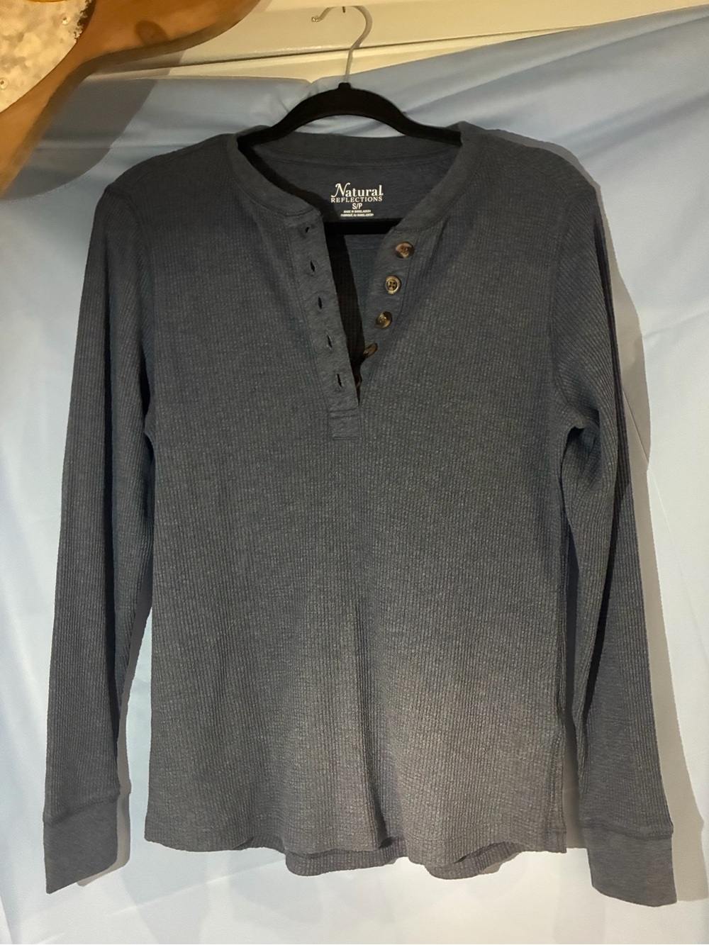 Natural Reflections Men's Long-Sleeve Waffle Henley - Charcoal